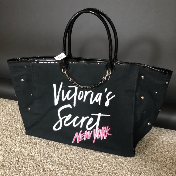 Victoria's Secret Handbags - Victoria’s Secret Black Studded Tote Bag New York